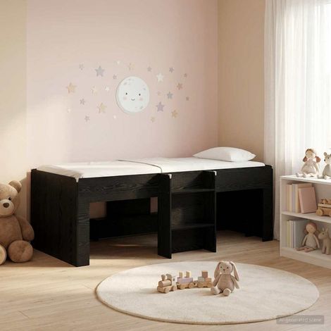 vidaXL Hochbett für Kinder Schwarze Eiche 90 x 200 cm Holzwerkstoff (1/5)