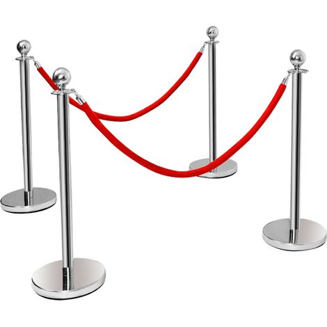 Costway Poteaux de Guidage en Acier Inoxydable Barrière de Passage avec 2 Cordes pour Centres Commerciaux Hôtel Cinéma Argent (1/3)