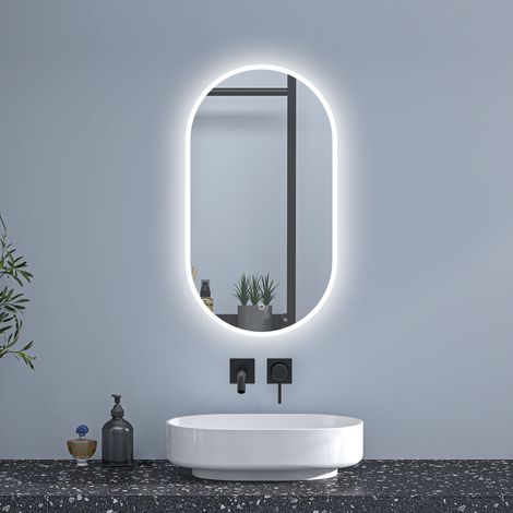 LED Badezimmer Spiegel mit Beleuchtung Badspiegel mit Beschlagfrei 3 Lichtfarbe Dimmbar Speicherfunktion CE IP44 50x90cm