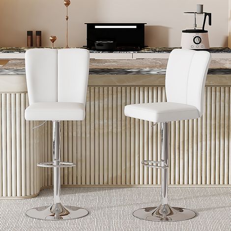 MEUBLIV Tabouret de bar 2 pièces blanc et argent – pivotant 360°, hauteur réglable (1/5)
