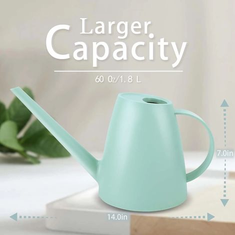 Arrosoir Zimtky, 1,8 L, vert, à long bec, en plastique de haute qualité, design moderne, pour plantes d'intérieur et de jardin