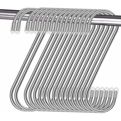 Ein Set aus 16 S-Haken aus Edelstahl, S-förmigen Metallhaken, multifunktionalen Haken, geeignet für Küchen, Badezimmer, Schlafzimmer und Büros (silber).