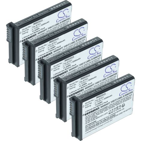 vhbw 5x batteria sostituisce Honeywell 60S-BATT-1, 70e-BTEC, BAT-EXTENDED-01 per computer portatile scanner (3200mAh, 3,7V, Li-Ion)
