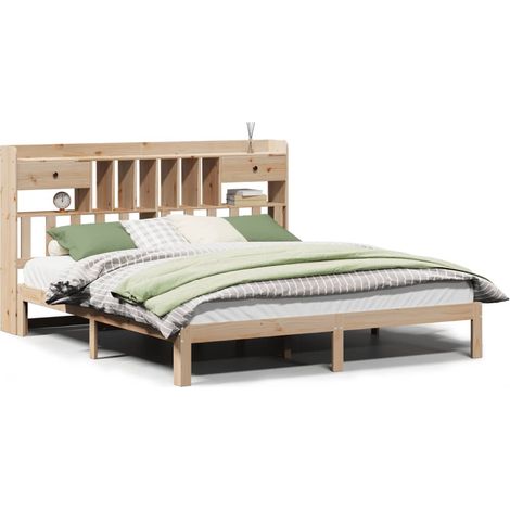 Maison Exclusive - Massivholzbett mit Regal ohne Matratze 180x200