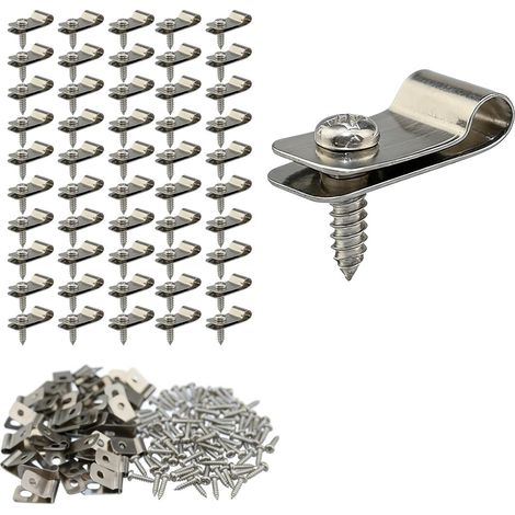 Clips de fixation pour grillage, pinces à grillage et attaches grillage rigide en acier inoxydable avec vis : colliers de serrage pour clôture en bois, vinyle ou métal (1/5)