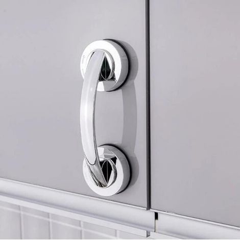 Poignée de ventouse, réfrigérateur tiroir salle de bains ventouse mur main courante, baignoire douche poignée, cuisine tiroir ventouse armoire poignée (Couleur argent) (1/5)