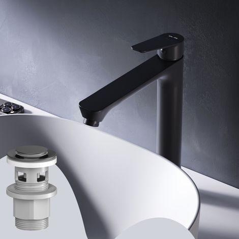 AM.PM Haut Mitiguer Lavabo avec bonde clic clac pour lavabo Robinet Salle Bain Noir Robinet de Lavabo pour Salle de Bain Mélangeur Lavabo en Laiton (1/5)
