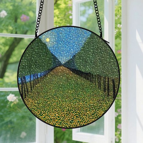 9cm Suspension en Vitrail, Attrape-Soleil Coloré Unique Élégant Artistique Minimaliste pour Intérieur Maison, Cadeau Anniversaire (1/5)