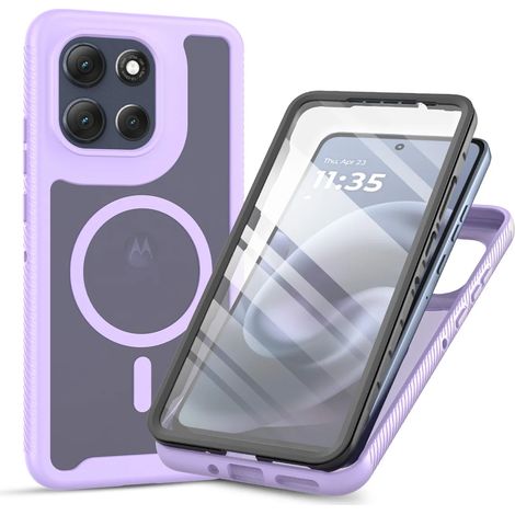 (Violet clair, Motorola Moto G24) Étui de téléphone 2 en 1 avec protection d'écran magnétique. (1/5)