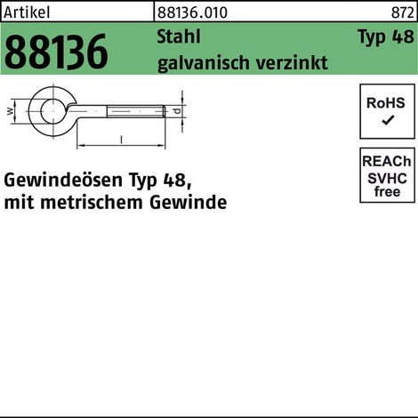 Gewindeöse M3x10 Stahl galvanisch verzinkt 100 Stk (1/2)