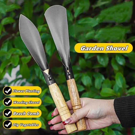 (2 pièces) Pelle de jardin polyvalente pour planter des fleurs, désherber, ameublir la terre, ramasser les déchets de plage, outil horticole pour la récolte des légumes et des semis (1/5)