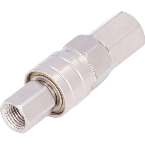 Conector autoblocante para manguera neumática fabricado en acero inoxidable niquelado (rosca interna de 1/4" (SF+PF20)) (1/5)