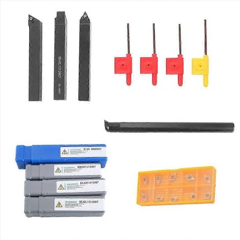 10 plaquettes de coupe en carbure + 4 porte-outils de tour + 4 clés de tour (fdq) (1/5)