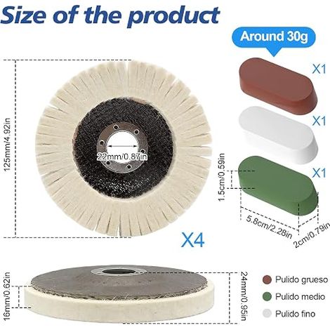 125 Metal Grinder Disc Set Sanding Discs 125 mm Polishing Paste (1/4)