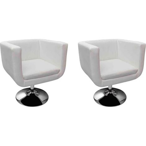 Sgabelli da Bar 2 pz in Similpelle a cubo regolabile in altezza vari colori colore : BIANCO (1/5)