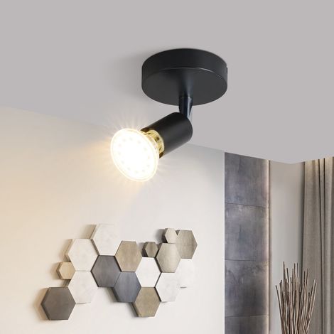 GBLY faretto da soffitto LED 1 spot orientabile e inclinabile , GU10 , Moderno , Plafoniere LED da soffitto interno cucina camera da letto soggiorno , IP20 , senza lampadine , Nero,set da 2
