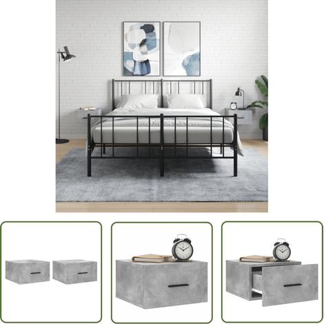 The Living Store Tables de chevet murales 2 pcs gris béton 35x35x20 cm - Table De Chevet Murale - Meuble De Rangement Mural - Commode Murale - Étagère Murale - Déco Murale (1/5)