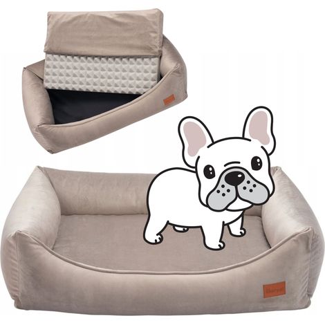 Divano ortopedico per cane terrier 90x70x20 cm Ukory velluto CREMA (1/5)