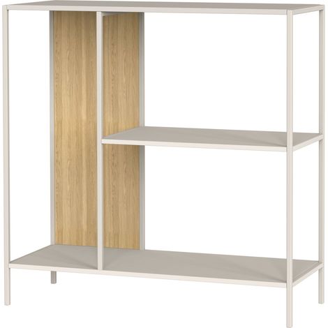 Etagère meuble de rangement de 3 niveaux coloris cachemire et chêne naturel - Longueur 80 x Profondeur 25 x Hauteur 80 cm (1/3)