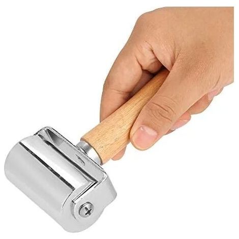 Poignée en bois Outils de plateau en cuir Presse de bord Rouleau de métal pour rouleau de colle à cuir, 60 mm,ton argenté(60mm)-LIAIKI (1/5)