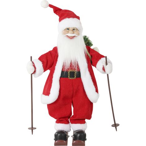 HOMCOM 2ft Christmas Singing Skiing Santa Claus with Ski Board Sack (1/5)