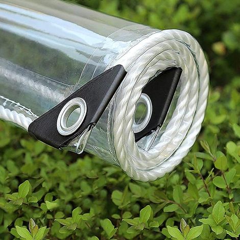 Bâche Industrielle Transparente avec Œillets - PVC Imperméable Épaissi pour Toit, Terrasse, Pergola - 2x2.4m/6.6x7.9ft (1/5)