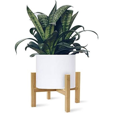 Support pour plantes en bambou, pot de fleurs jusqu'à 20,3 cm – Nature, moderne du milieu du siècle (pot non inclus) (1/5)