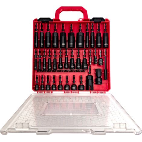 Pièces Douilles Magnétiques Profondes et Embouts, Noir Résistant aux Chocs, Ensemble Complet en Pouces et Métrique pour Perceuse et Clé à Chocs, Lot de 55 (1/5)