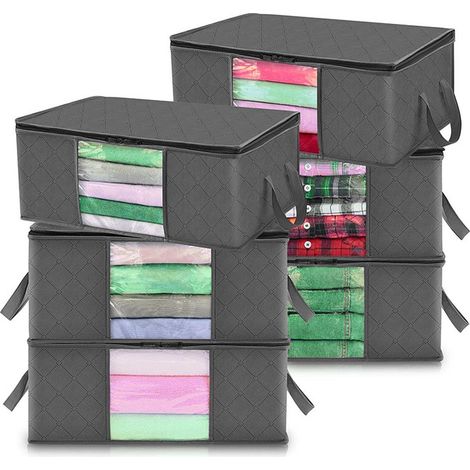 Sac de rangement pour couettes en non-tissé avec fermeture éclair, 35L/60L/90L, organisateur de vêtements et couvertures, idéal pour les déménagements et les emballages. Fermeture éclair noire 35L x 6 (1/5)