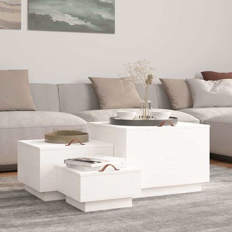 Boîtes de rangement et couvercles 3 pcs-Coffre de rangement-Stockage Rangement Blanc Bois massif de pin 680432 (1/5)