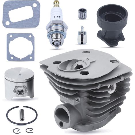 Kit de repuestos de junta de pistón de cilindro de motosierra LinDuxe de 44 mm con revestimiento Nikasil para Husqvarna 351, 353 y 346XP con colector de admisión, cojinete de agujas y bujía. (1/4)