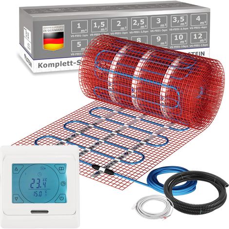 VILSTEIN Elektrische Fußbodenheizung 150W - Komplett-Set - Für nahezu alle Bodenbeläge  10m² - 20m (1/5)