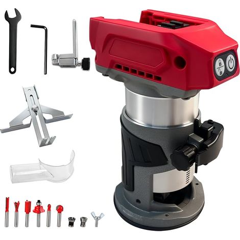 800W Cordless Router for 18V Battery, Aluminum Base, 30000RPM Brushless Router with 5 Variable Speed, Hand Router for Woodworking, Grooving (1/5)