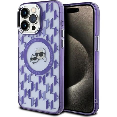 Karl Lagerfeld KLHMP15LHMCKMHU iPhone 15 Pro 6.1 morado/morado IML Monograma Karl&Choupette Cabeza MagSafe (1/5)