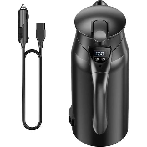 Wasserkocher fürs Auto 12V/24V – Tragbarer Edelstahl-Wasserkocher mit LED-Temperaturanzeige – 800 ml Fassungsvermögen – Doppelwandiger Edelstahl 304 – Schnelles Aufheizen (1/5)