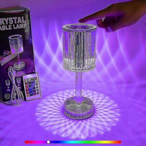 Lámpara táctil RGB de 16 colores, lámpara de mesa acrílica con control remoto y carga USB, Diamond Be (1/5)