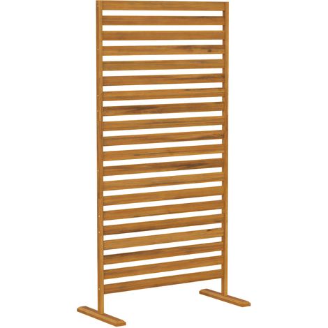 Brise-vue Bois à Lamelles Claustra Paravent Extérieur Autoportant pour Jardin Terrasse 80x40x170cm Marron (1/5)