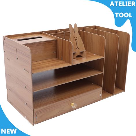 ATELIER Organisateur de bureau en bois de bureau de bureau de stockage de tiroir de 4 couches 482328cm (1/5)
