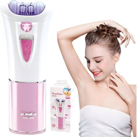 Épilateur Électrique Femme, épilateur facial électrique avec lumière LED, pour le visage, le corps, les aisselles, le bikini, les jambes, fonctionnant sur piles (piles non incluses) (1/5)
