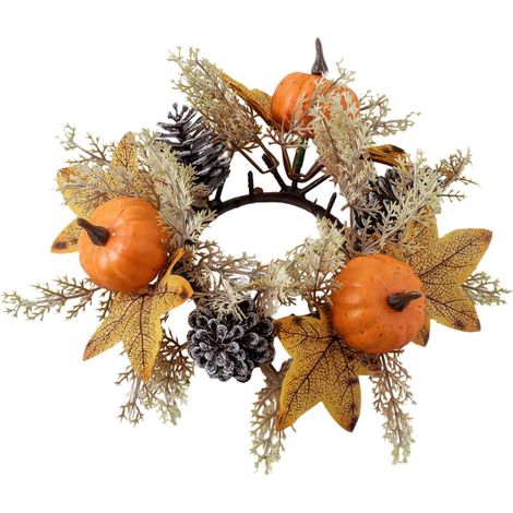 Guirlande De Bougies - Porte-Bougie En Forme De Couronne - Pour Bougies Cylindriques - Diamètre Extérieur 25 Cm - Diamètre Intérieur 7 5 Cm - Orange - 1 Pièce (1/5)