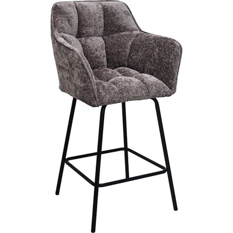Tabouret de bar Zoé tissu chenille gris Takasit (1/5)