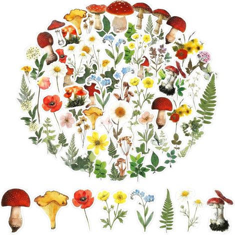Pack of 120 transparent stickers for scrapbooking - PET flower pattern - For scrapbooking, notebooks, crafts (G) (1/5)