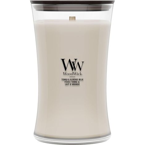 Bougie parfumée  Grande bougie sablier  Tonka et lait d'amande  Cadeaux parfaits pour femmes (1/5)