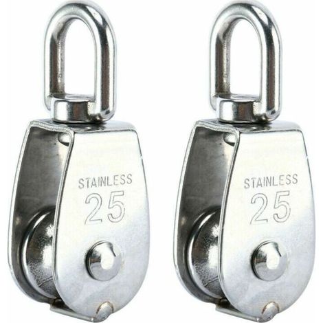 Poulie de levage en acier inoxydable 304 – Charge maximale 150 kg – Diamètre de roue 25mm – Rotation 360° pour usage professionnel – Lot de 2
