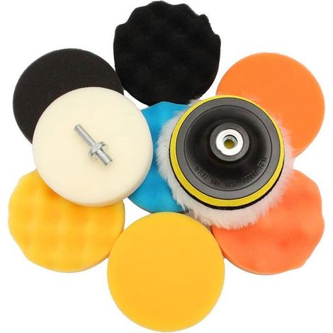 Polierpad, 11-teiliges Polierpad-Set, Schwamm zum Autopolieren mit Bohrmaschinenadapter (5 Zoll)