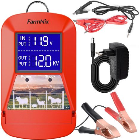 Électrificateur de clôture électrique avec affichage LED, 3J 230V  pour une portée de 24 km, plusieurs options d'alimentation (secteur/batterie/solaire), chargeur de clôture électrique (1/5)
