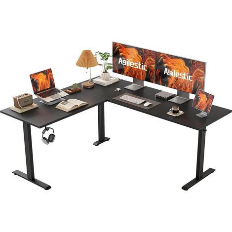 Schreibtisch L Form Höhenverstellbar Ecke Schwarz 150 x 125 cm (1/5)
