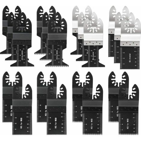 Lot de 20 lames de scie oscillantes professionnelles pour bois/métal, outil multifonction universel Quick Release pour Fein Multimaster, Ryobi, Milwaukee, Bosch, Dremel, Dewalt, Rockwell (1/5)