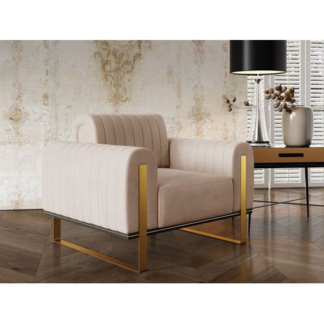Sessel Designersessel VALERIE in Stoff Elisa Velvet Beige (1/4)