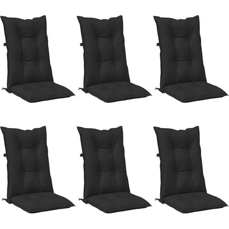 Highback Chair Cushions Set 6 pcs Melange Black 120 x 50 x 7 cm vidaXL